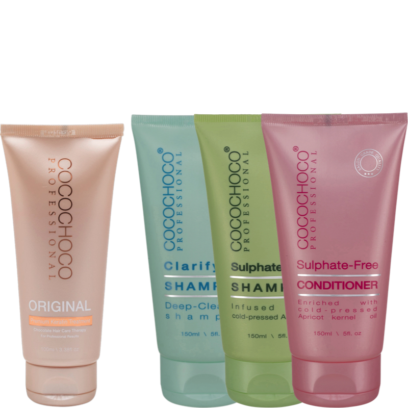 COCOCHOCO Brazílsky keratín sada ORIGINAL 100 ml (výťažky z kakaovníka. Pre tmavé / hrubé vlasy) 4 ks